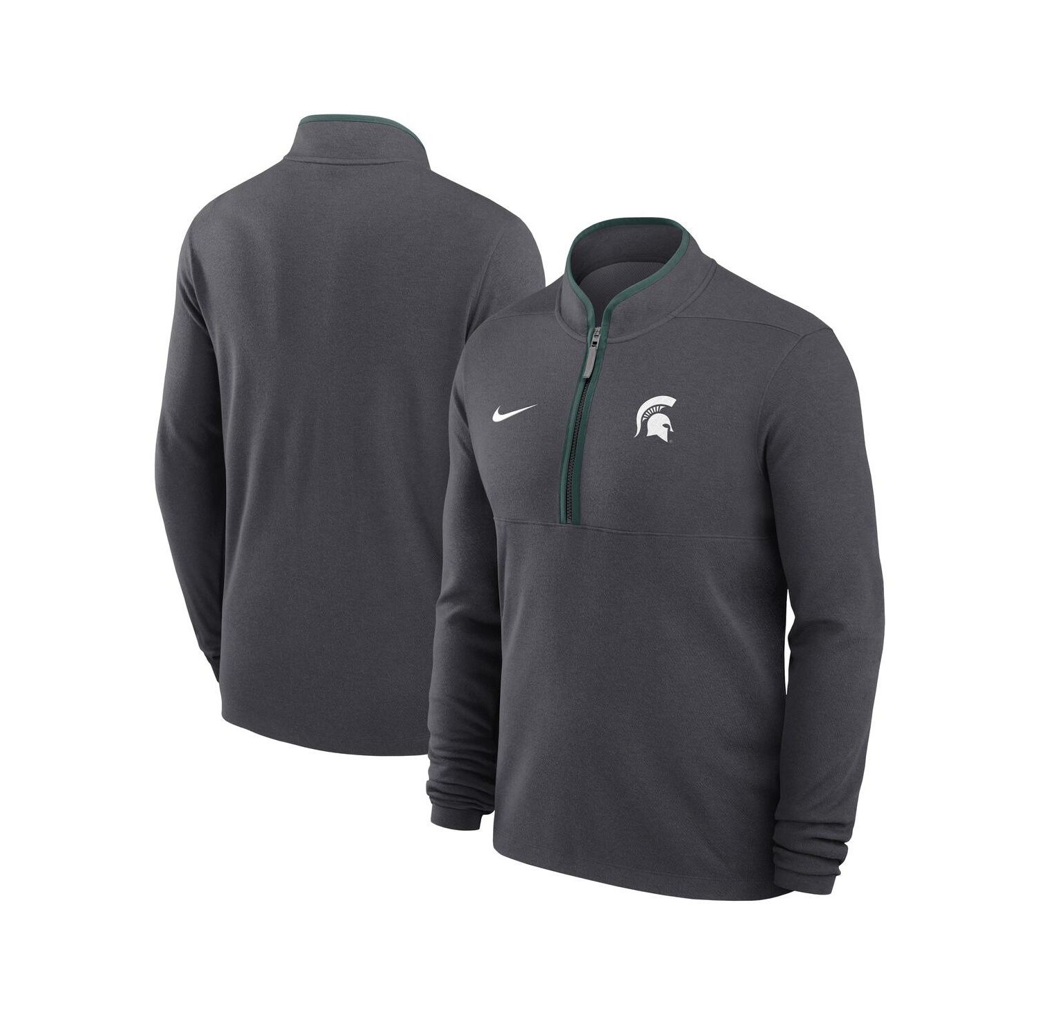 Men's Anthracite Michigan State Spartans Courtside Victory Dri-FIT Half-Zip Pullover Sweatshirt