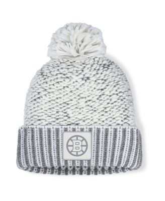 Fanatics - Women's White/Gray Boston Bruins Fundamental Mist Cuffed Knit Hat with Pom