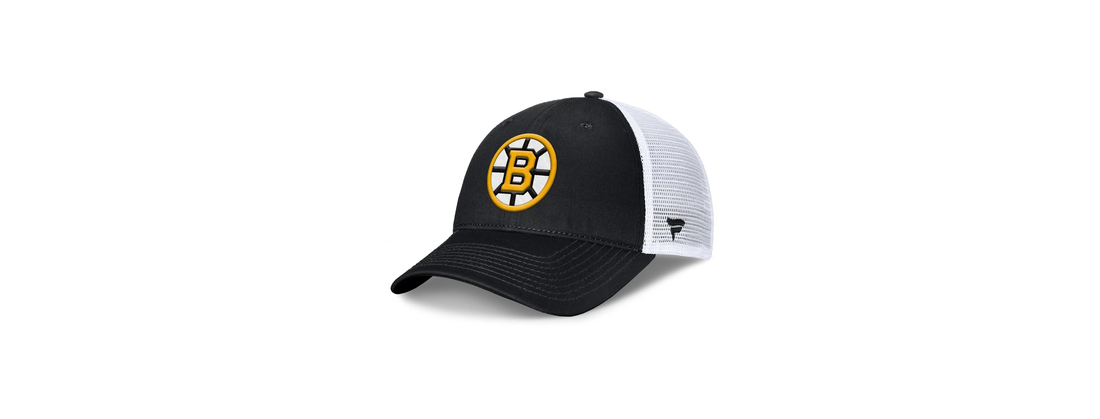 Fanatics Men's Black/White Boston Bruins Core Primary Logo Trucker Adjustable Hat