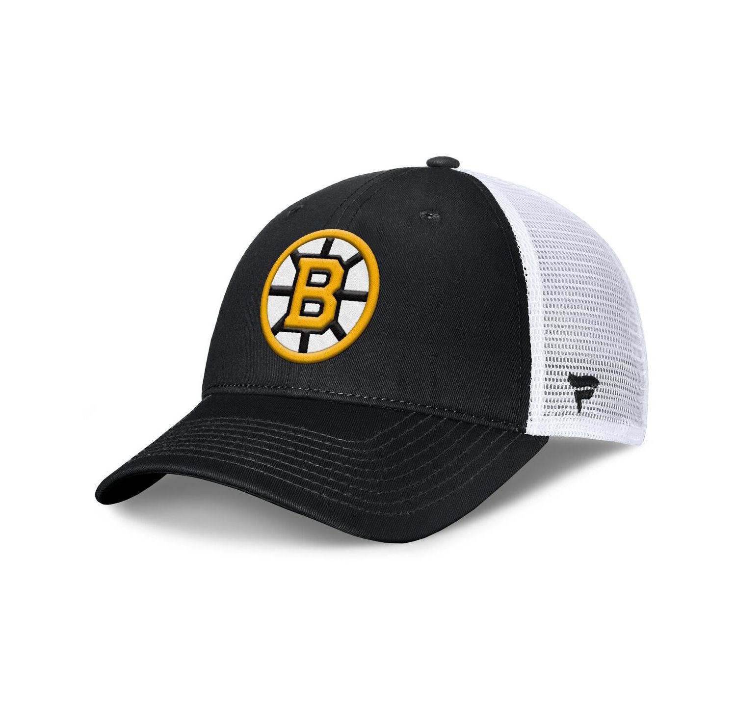 Men's Black/White Boston Bruins Core Primary Logo Trucker Adjustable Hat