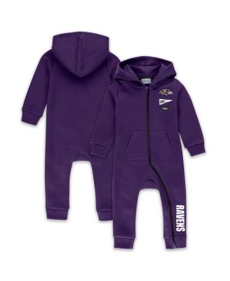 WEAR by Erin Andrews - Baby Boys and Girls Newborn Purple Baltimore Ravens Hooded Fleece Full-Zip Coverall