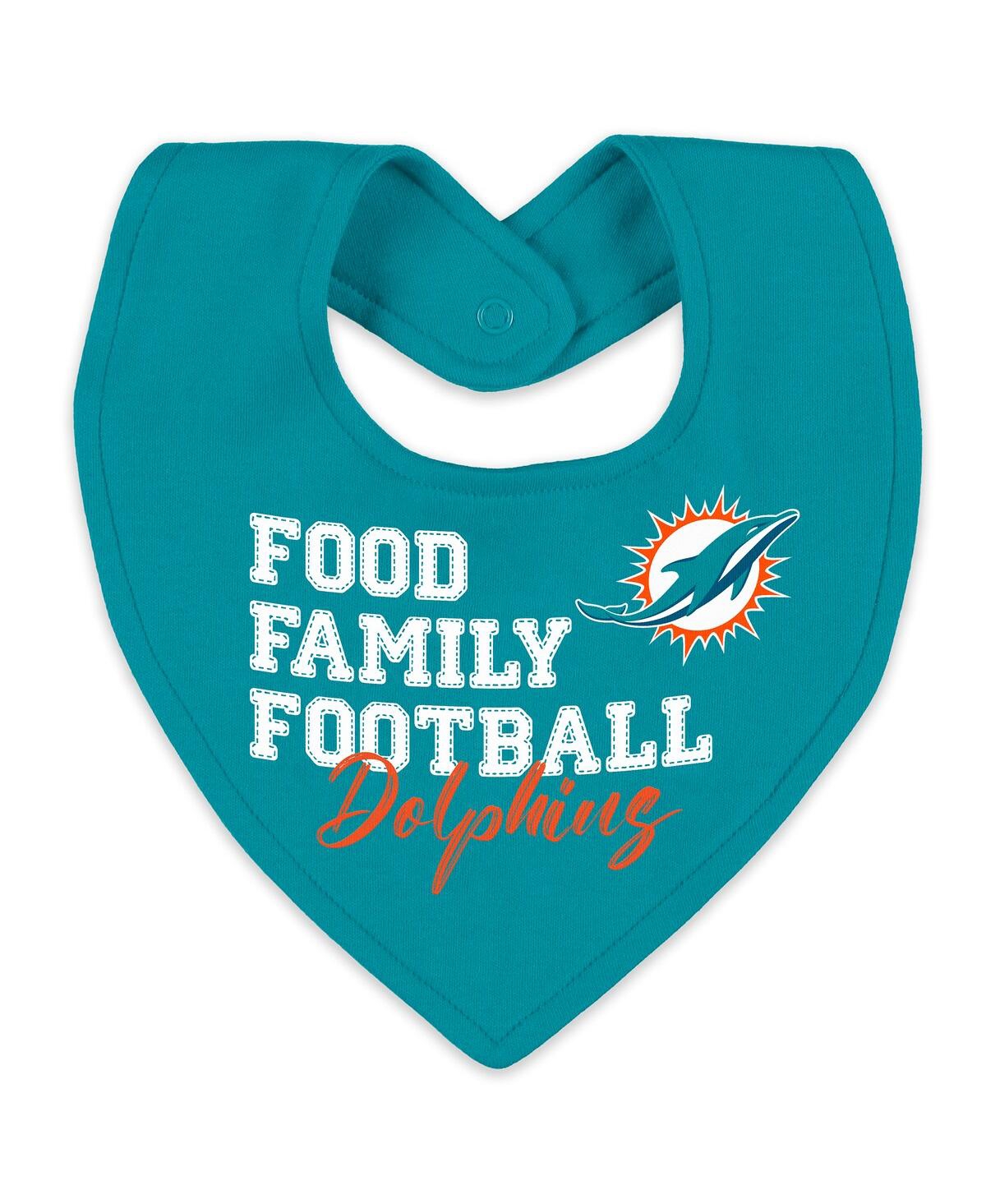 Wear by Erin Andrews Baby Boys and Girls Newborn 2-Piece Miami Dolphins Sleep Play Full-Zip Sleeper Bib Set