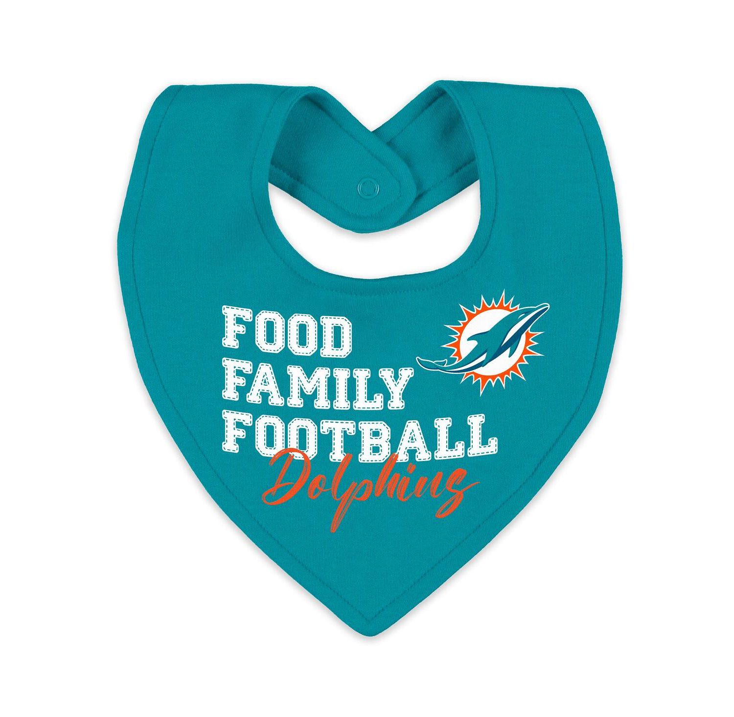 Baby Boys and Girls Newborn 2-Piece Miami Dolphins Sleep and Play Full-Zip Sleeper Bib Set