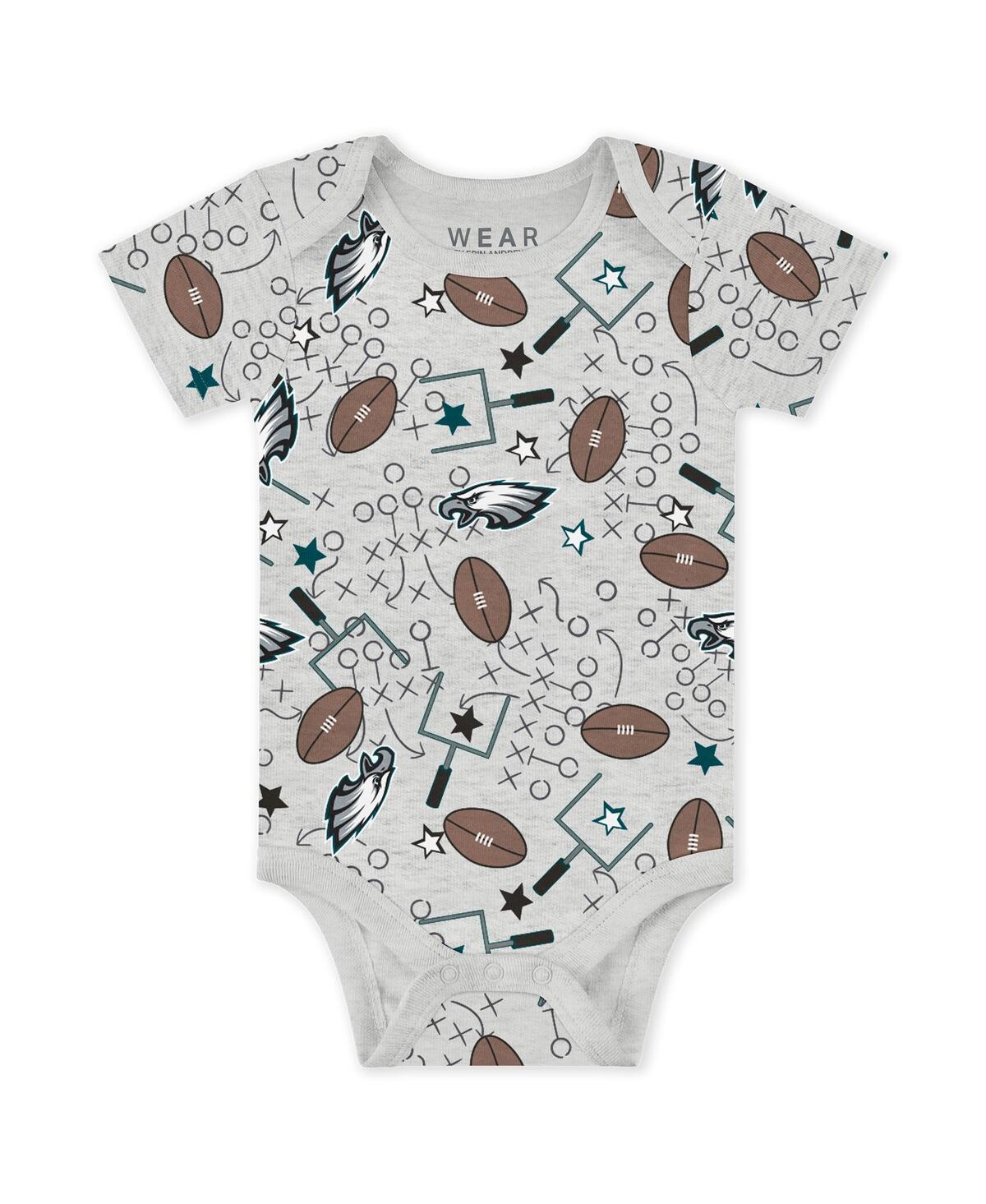 Wear by Erin Andrews Baby Boys and Girls Newborn 3-Piece Philadelphia Eagles Turn Me Around Bodysuits Pant Set