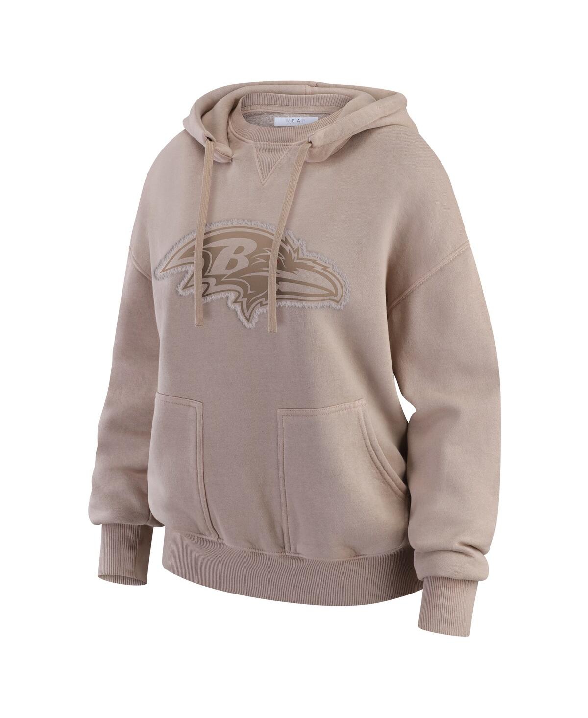 Wear by Erin Andrews Women's Tan Baltimore Ravens Washed Pullover Crewdie