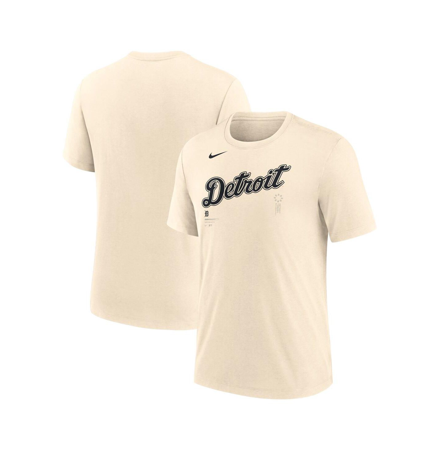 Мужская футболка Nike Natural Detroit Tigers Wordmark Tri-Blend — фото 1