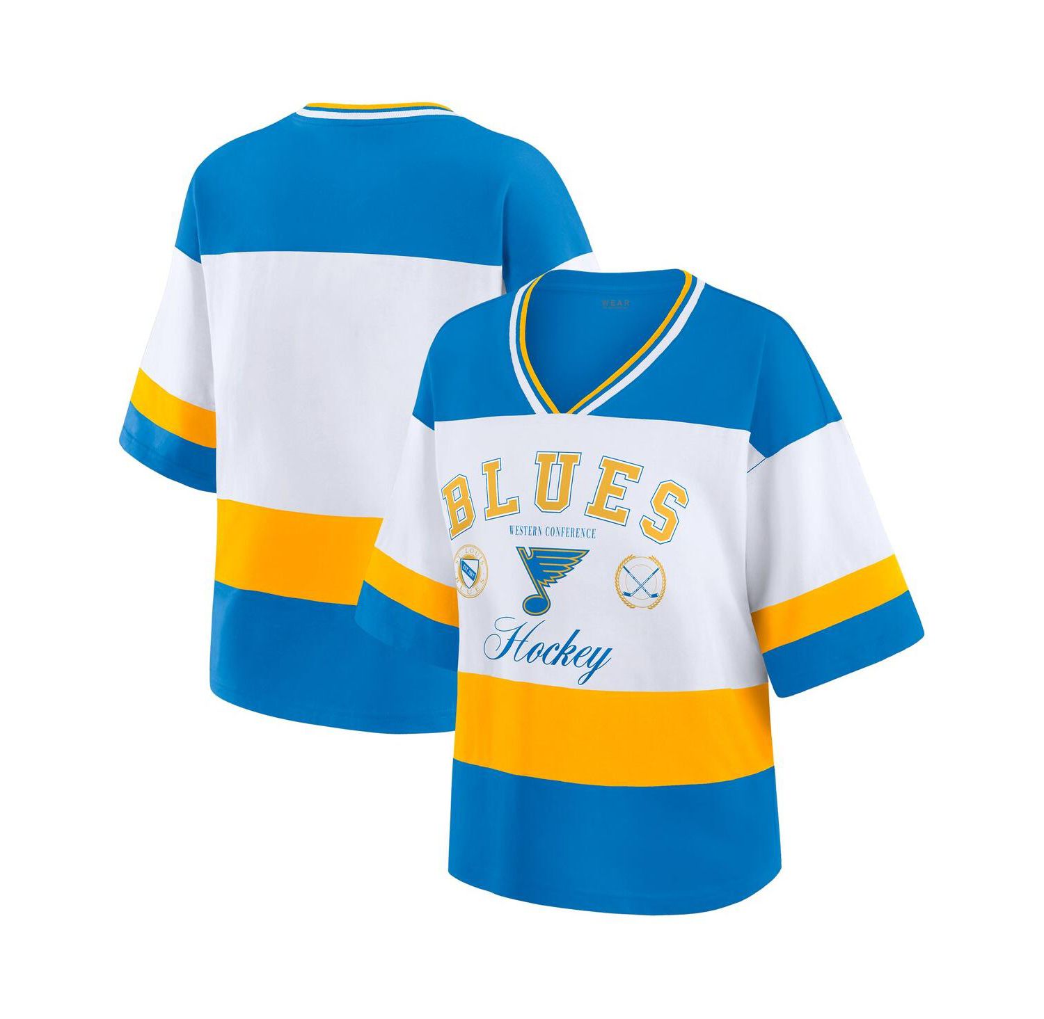 Women's Blue/White St. Louis Blues Jersey Style T-Shirt