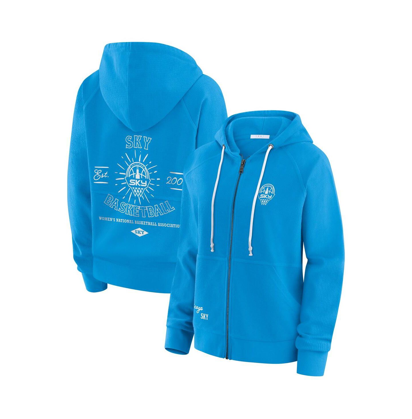 Женское худи WEAR by Erin Andrews Sky Blue Chicago Sky Vintage Full-Zip Raglan — фото 1