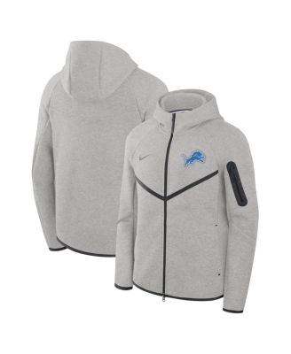 Nike - Men's Heather Gray Detroit Lions Tech Fleece Full-Zip Windrunner Hoodie