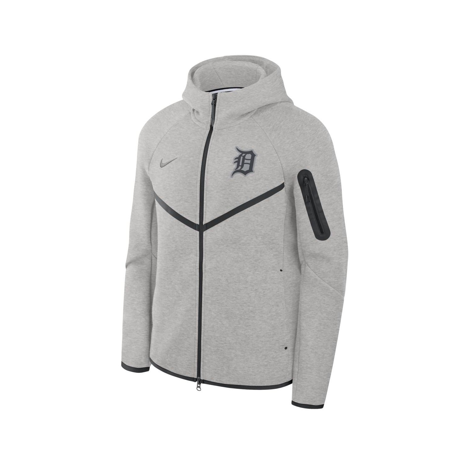 Men's Heather Charcoal Detroit Tigers Tech Fleece Windrunner Full-Zip Hoodie Jacket