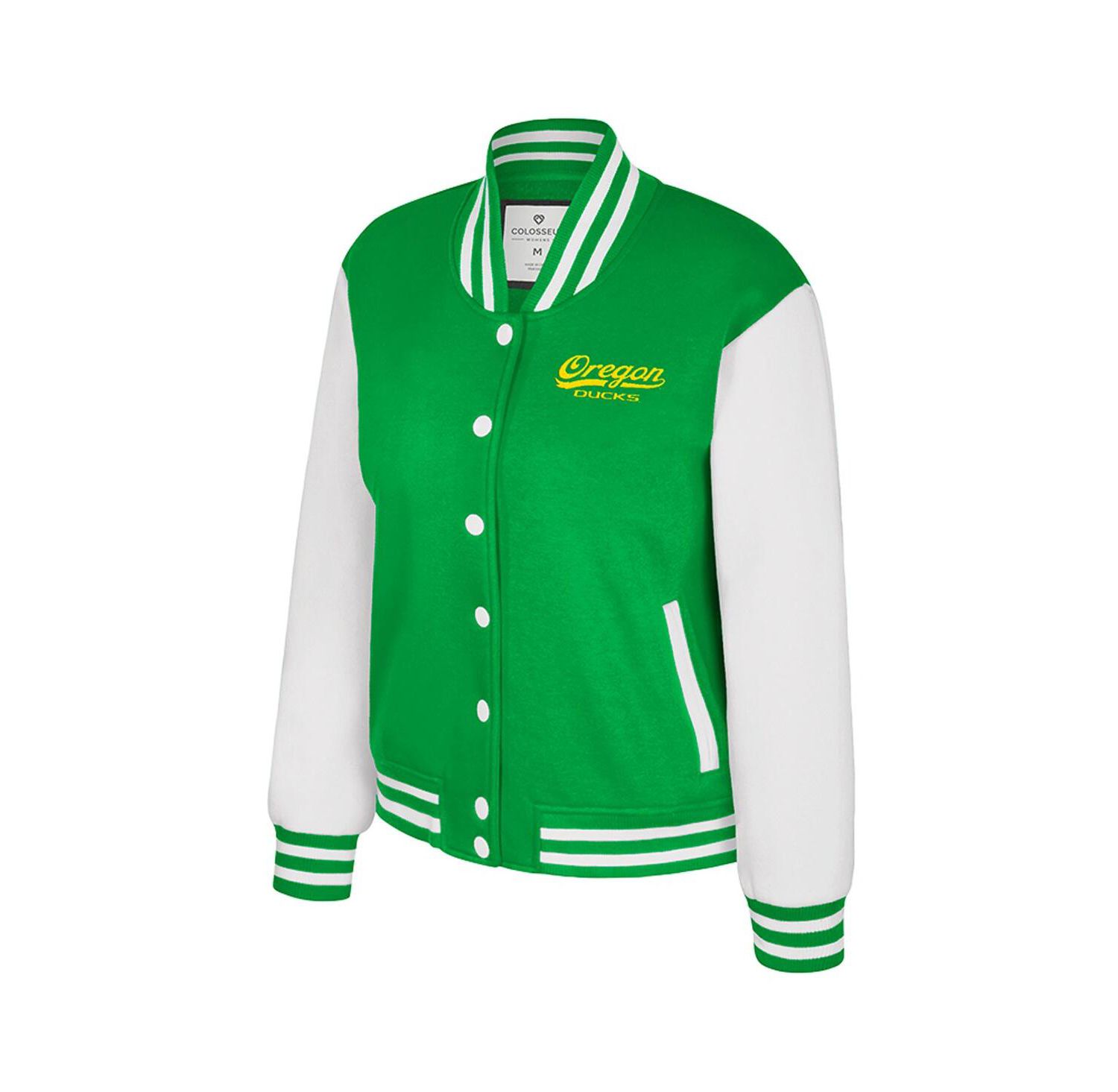 Women's Green Oregon Ducks French Baguette Full Snap Fleece Jacket