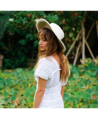 BrunnaCo Loretta Linen Jute Hat in Off White