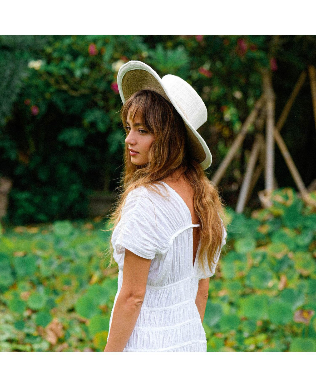 BrunnaCo Loretta Linen Jute Hat in Off White