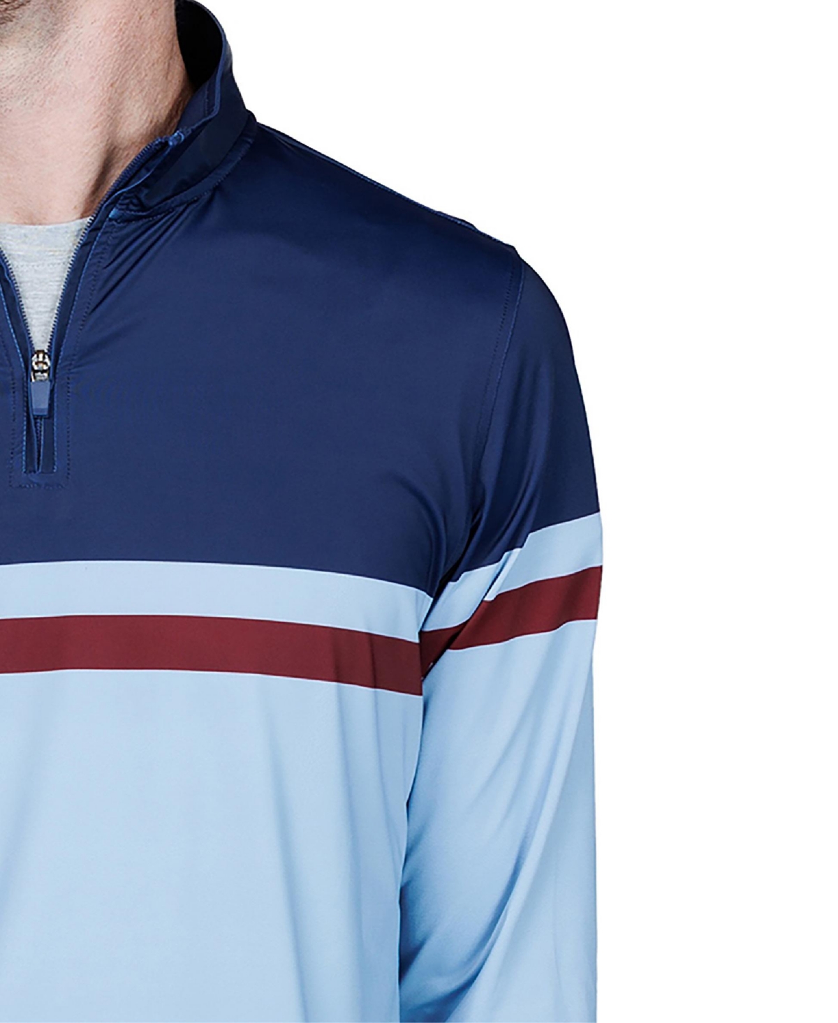 Tailorbyrd Men's Engineered Stripe Performance Quarter Zip