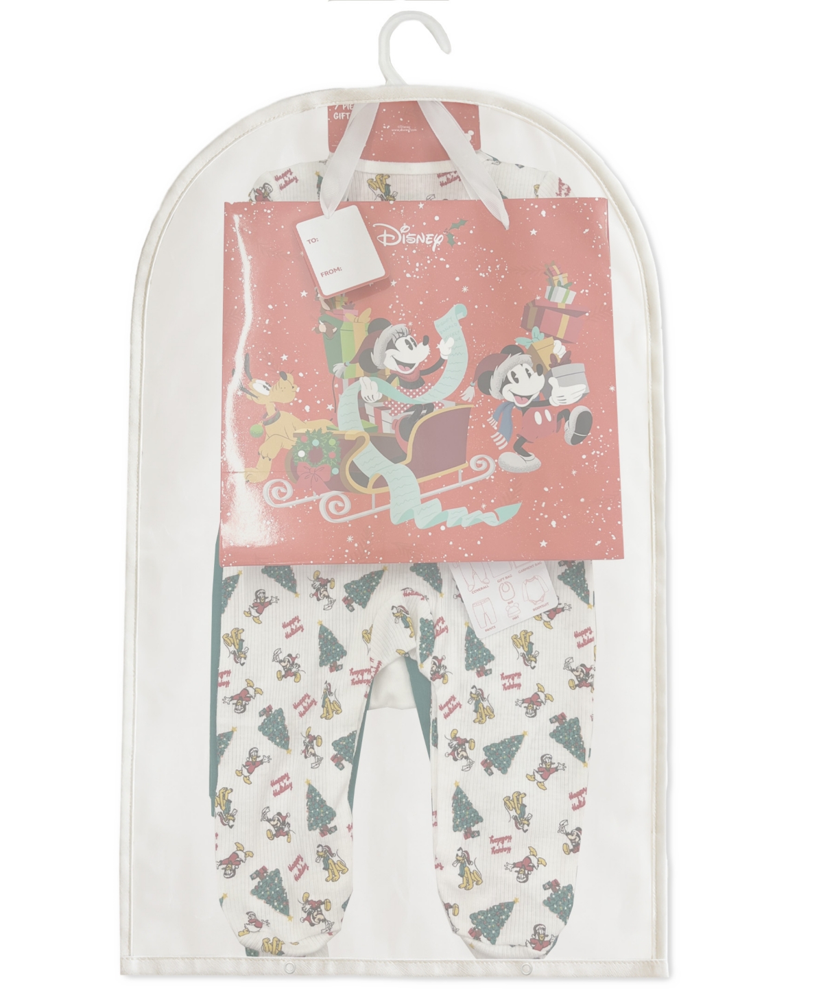 Disney Baby Boys 5-Piece Mickey and Pluto Holiday Coverall, Bodysuit, Cap, Bib Pants Set