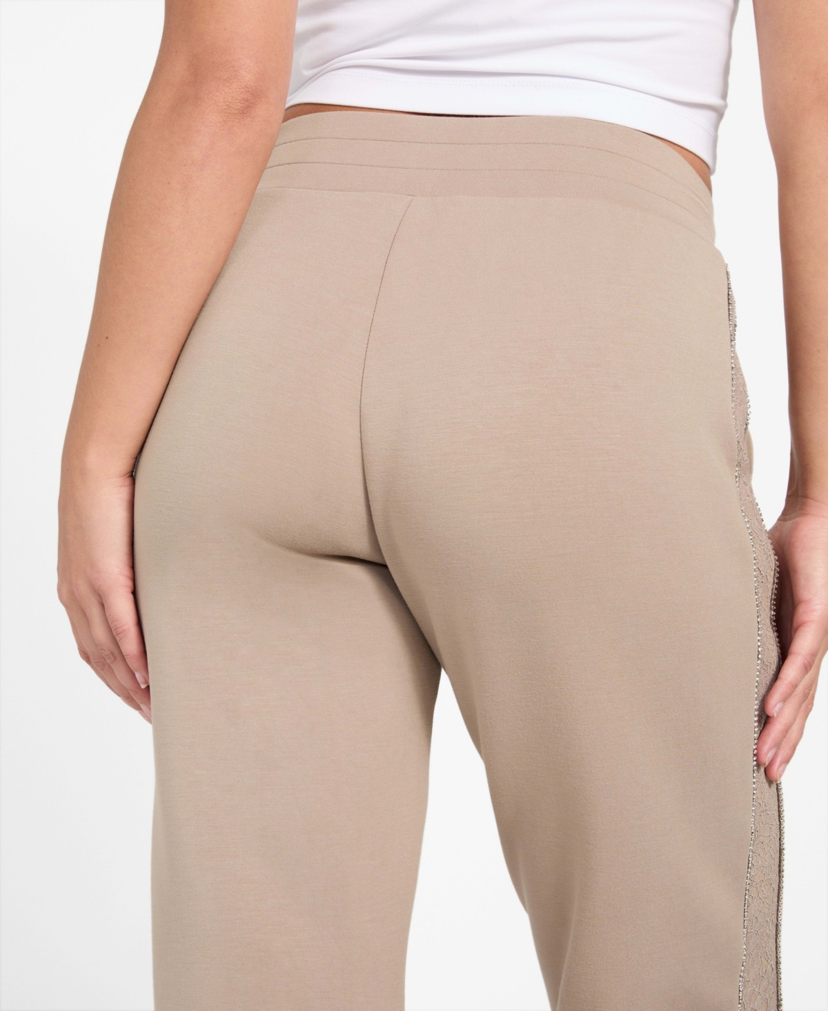 Guess Women's New Victorie Side Lace Detail Embellished Joggers In Neutral