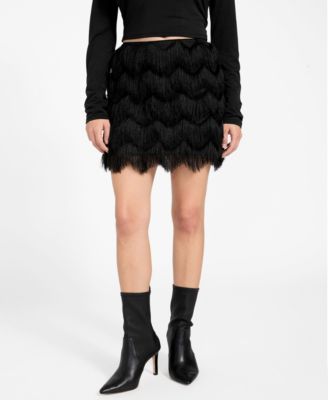 GUESS - Women's Alyna Fringe Mini Skirt