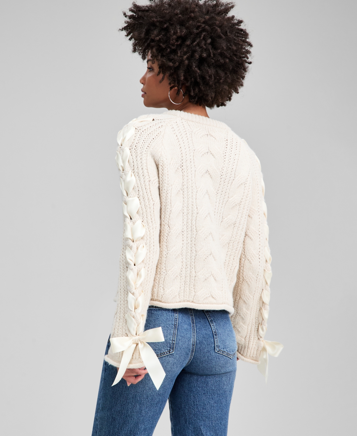 And Now This Women's Satin-Bow-Sleeve Sweater, Macy's Exclusive