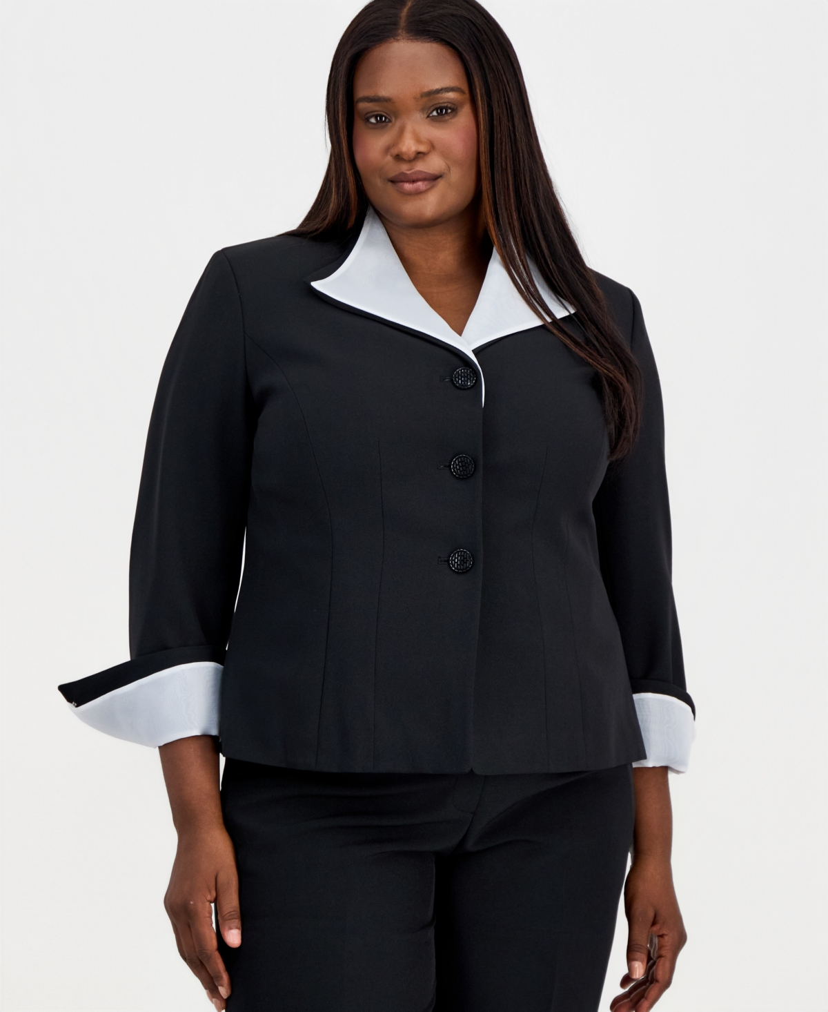Kasper Plus Three-Button Blazer