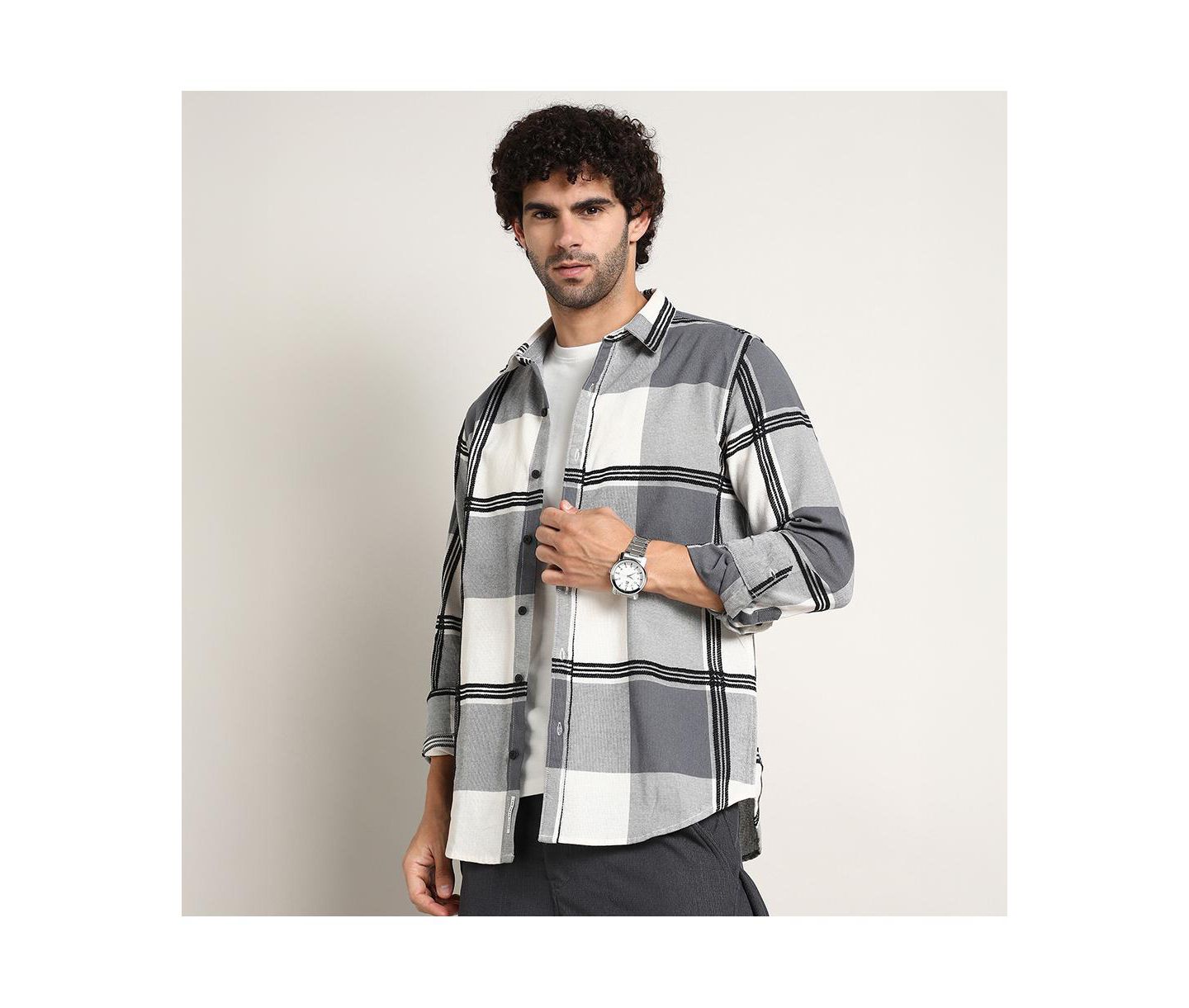 Мужская рубашка Cahoot Campus Sutra Coin Grey Overlap Buffalo, цвет: Серый — фото 7