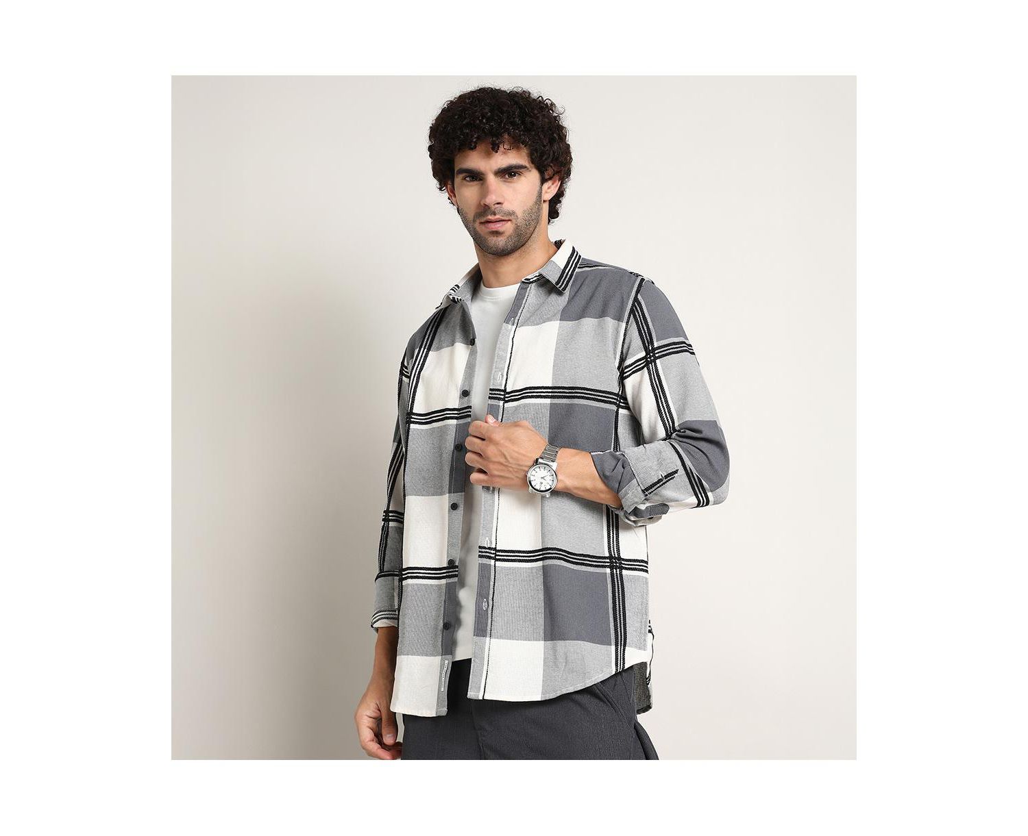 Men's Coin Grey Overlap Buffalo Shirt