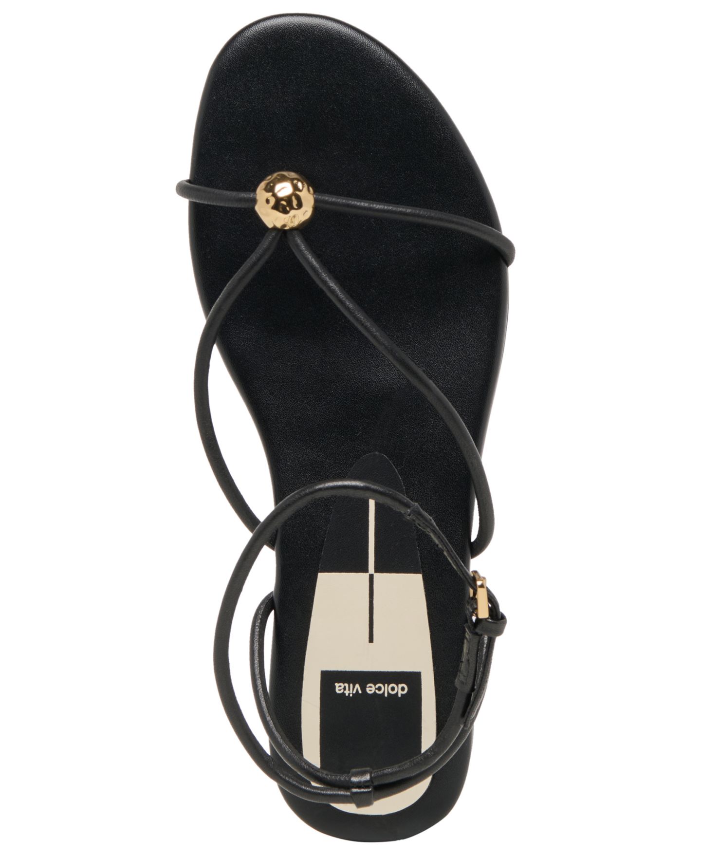 Женские сандалии Dolce Vita Kenley Embellished Strappy Flat, цвет: Чёрный кожаный — фото 4