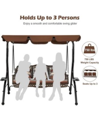 3-Seat Proch Swing Chair with Canopy