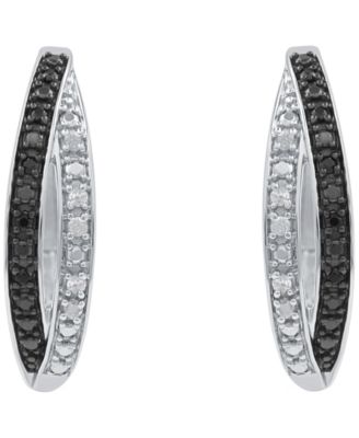 Diamond Hoop Earrings (1/6 ct. t.w.) in Sterling Silver