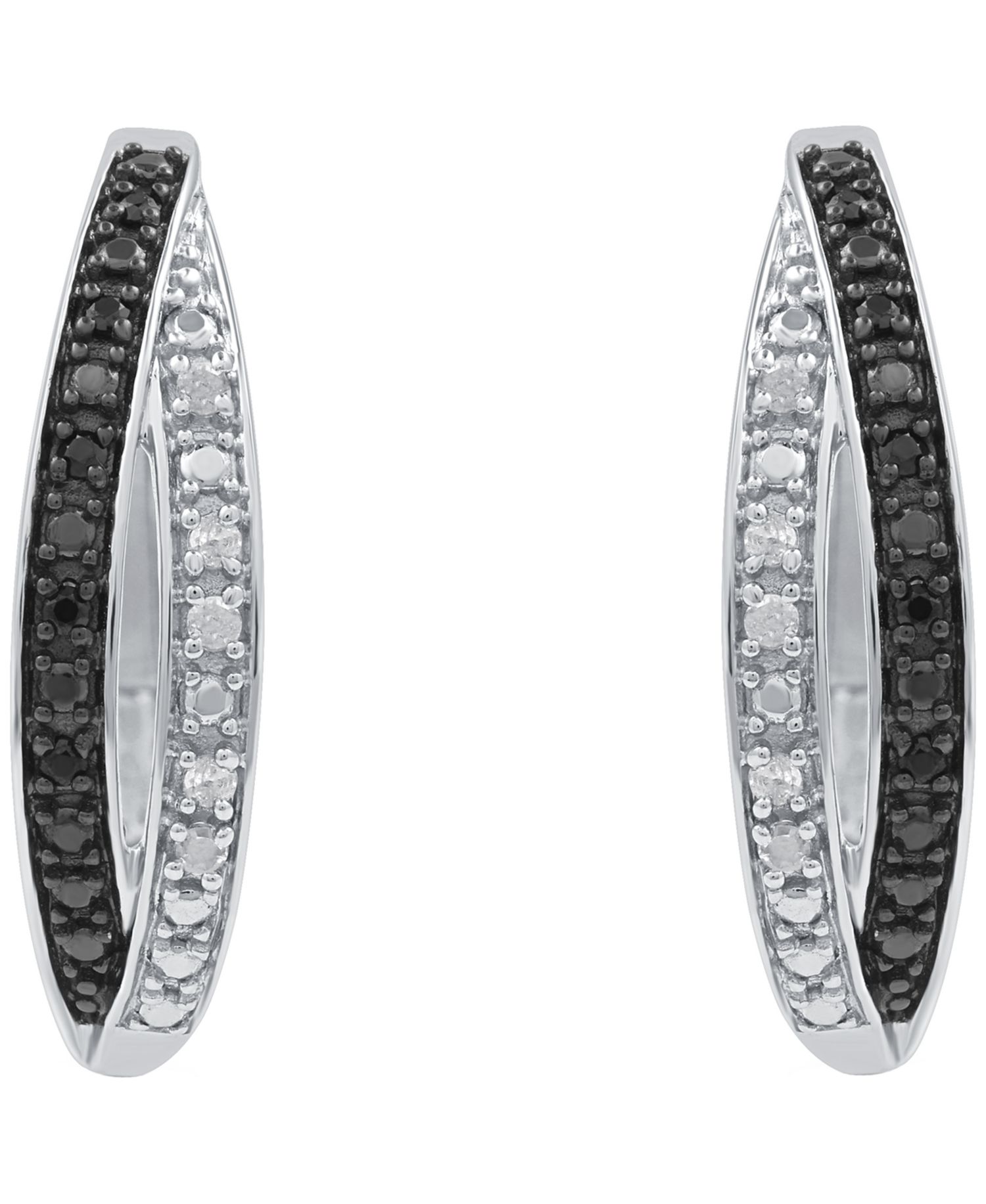Diamond Hoop Earrings (1/6 ct. t.w.) in Sterling Silver