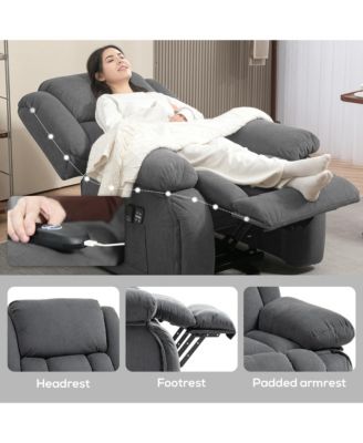 1-Pc PU Leather Power Lift Recliner with Vibration Massage and Heat – Recliner Chair