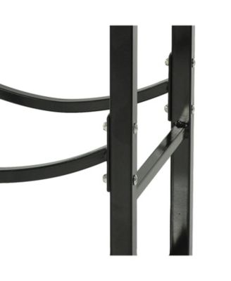 Indoor/Outdoor Steel Fire Pit or Fireplace Firewood Log Rack Holder with Hooks - 32"