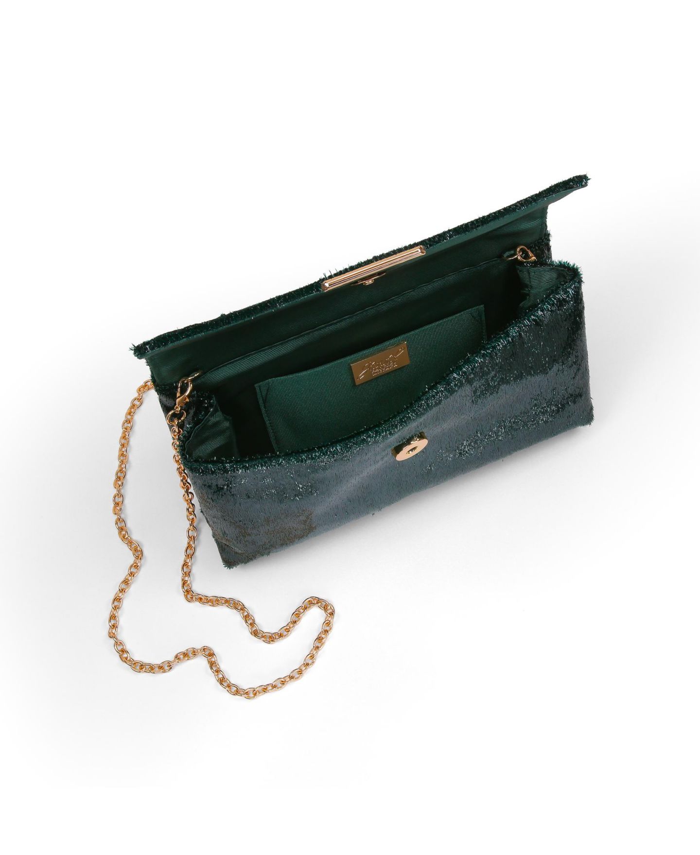 Женский клатч Jewel Badgley Mischka Angel Soft Faux Pony Hair Envelope Clutch, цвет: Изумрудный — фото 3