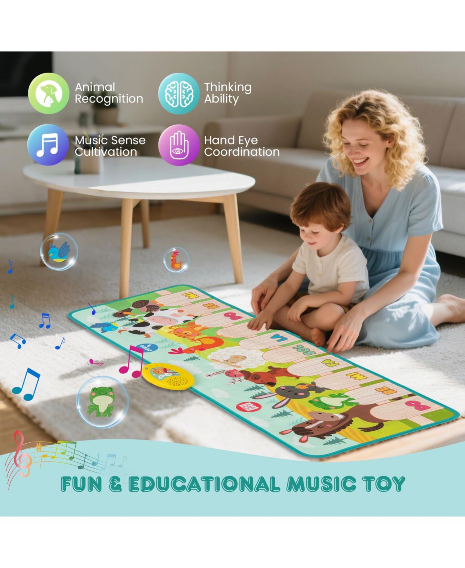 Kids Animal Farm Piano Foldable Playmat