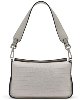 Fay Sueded Croc Medium Shoulder Bag
