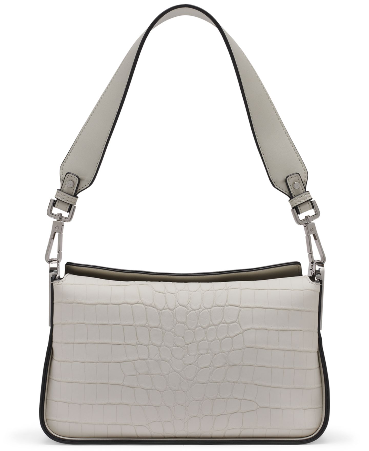 Женская сумка Calvin Klein Fay Sueded Croc Medium Shoulder, цвет: Пляжный галечный — фото 2