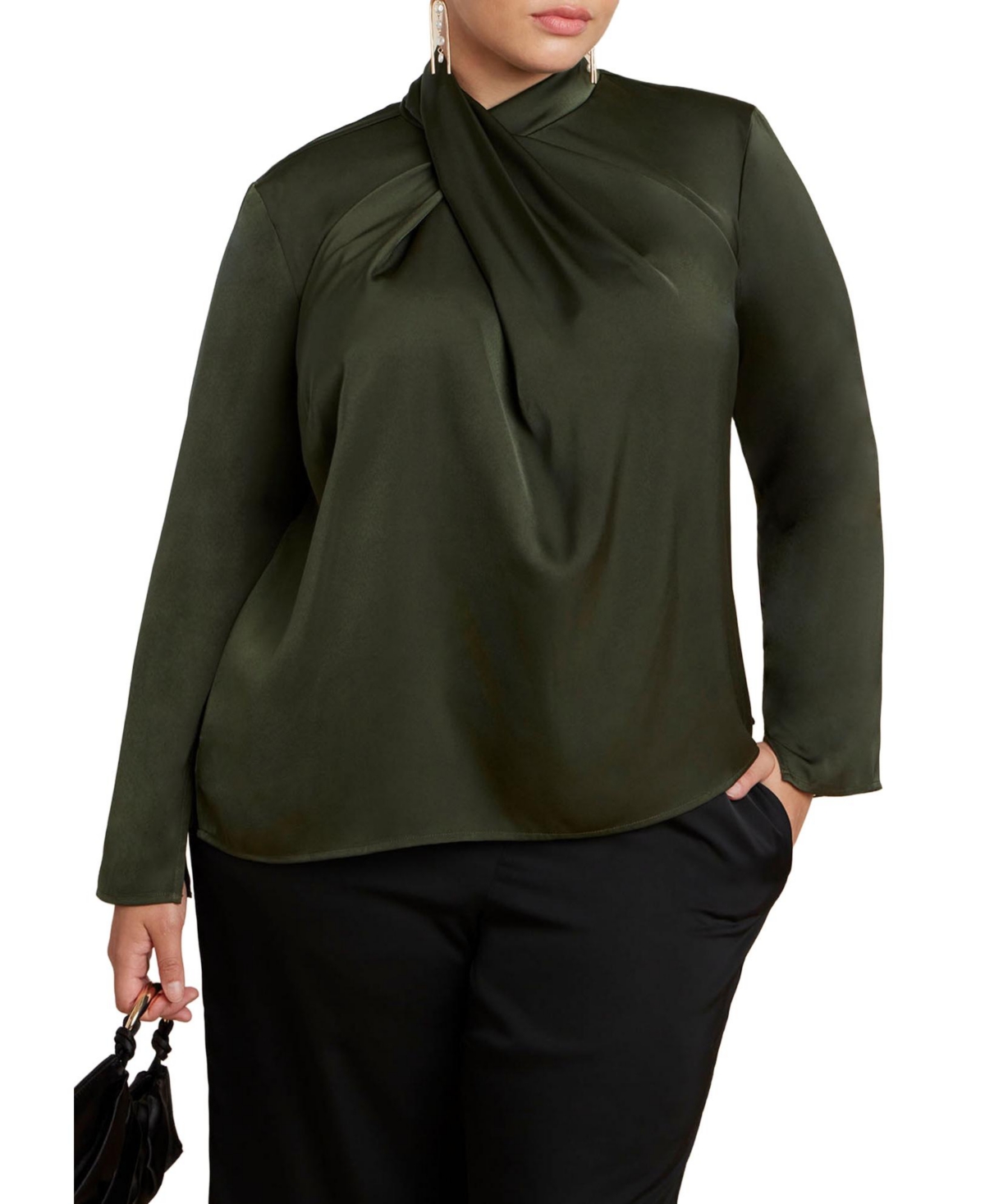Eloquii Women's High Neck Drape Top