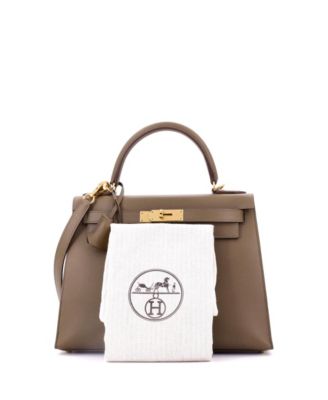 Kelly 28 Handbag Brown Madame with Gold Hardware