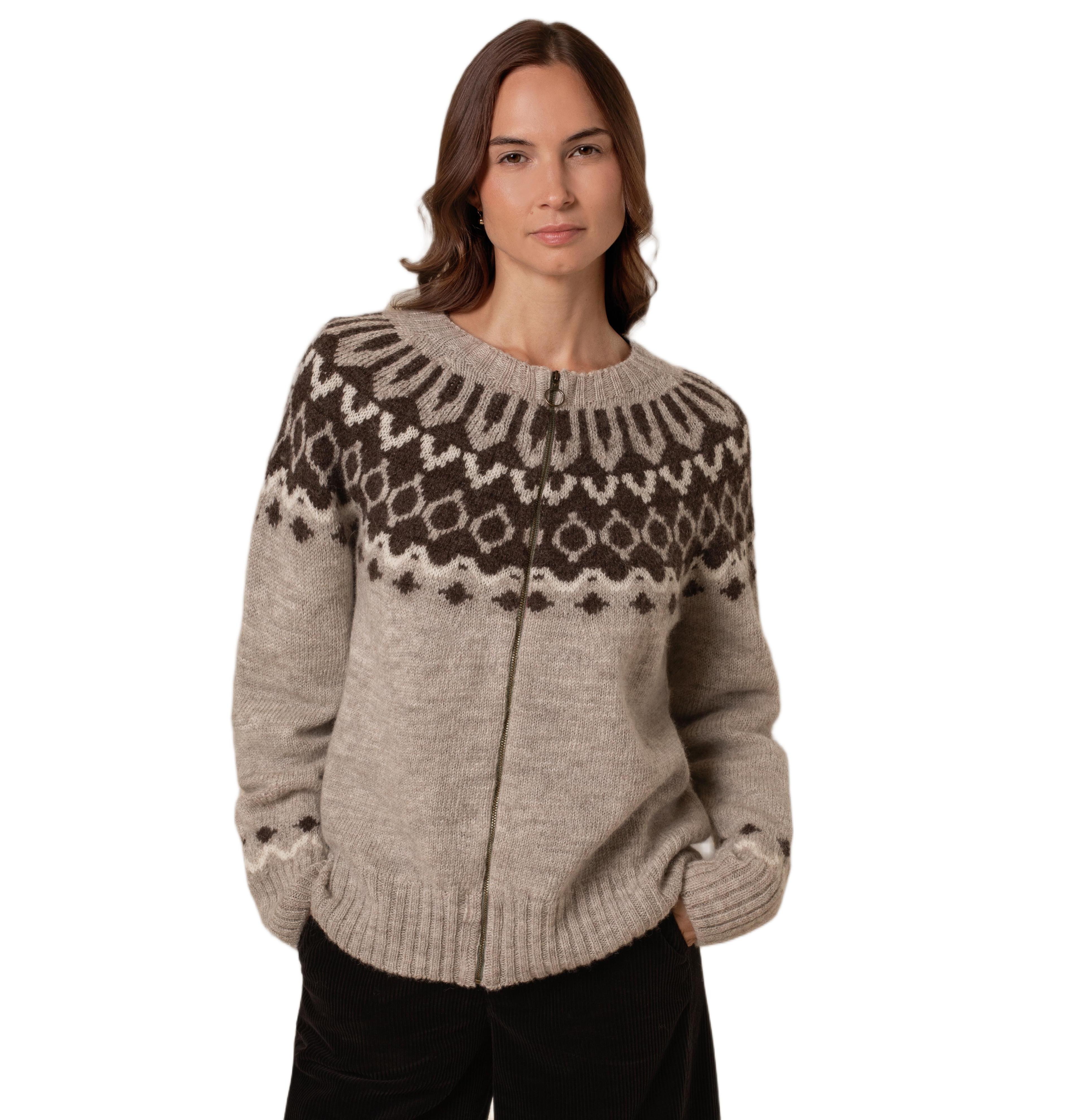 Celtic & Co. Women's Brit Wool Chevron Yoke Cardi