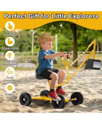 Sand Digger for Kids Sandbox Toy Digger with 2-Handed Controls and Flexible Shovel