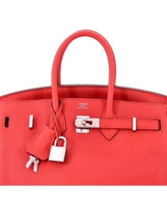 Birkin 25 Handbag Red Swift with Palladium Hardware