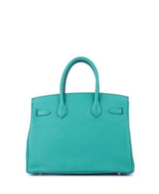 Birkin 30 Handbag Blue Epsom with Palladium Hardware