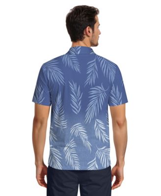 Men's Botanical Print Short-Sleeve Button-Down Woven Golf Shirt