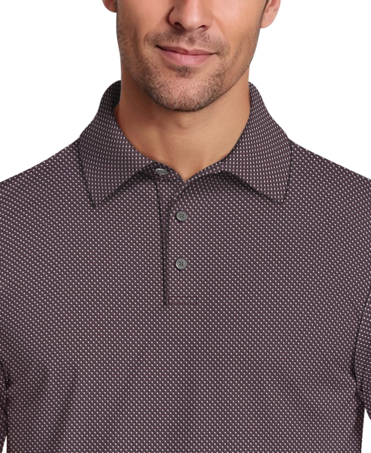Pga Tour Men's Micro Geometric Print Short-Sleeve Golf Polo Shirt