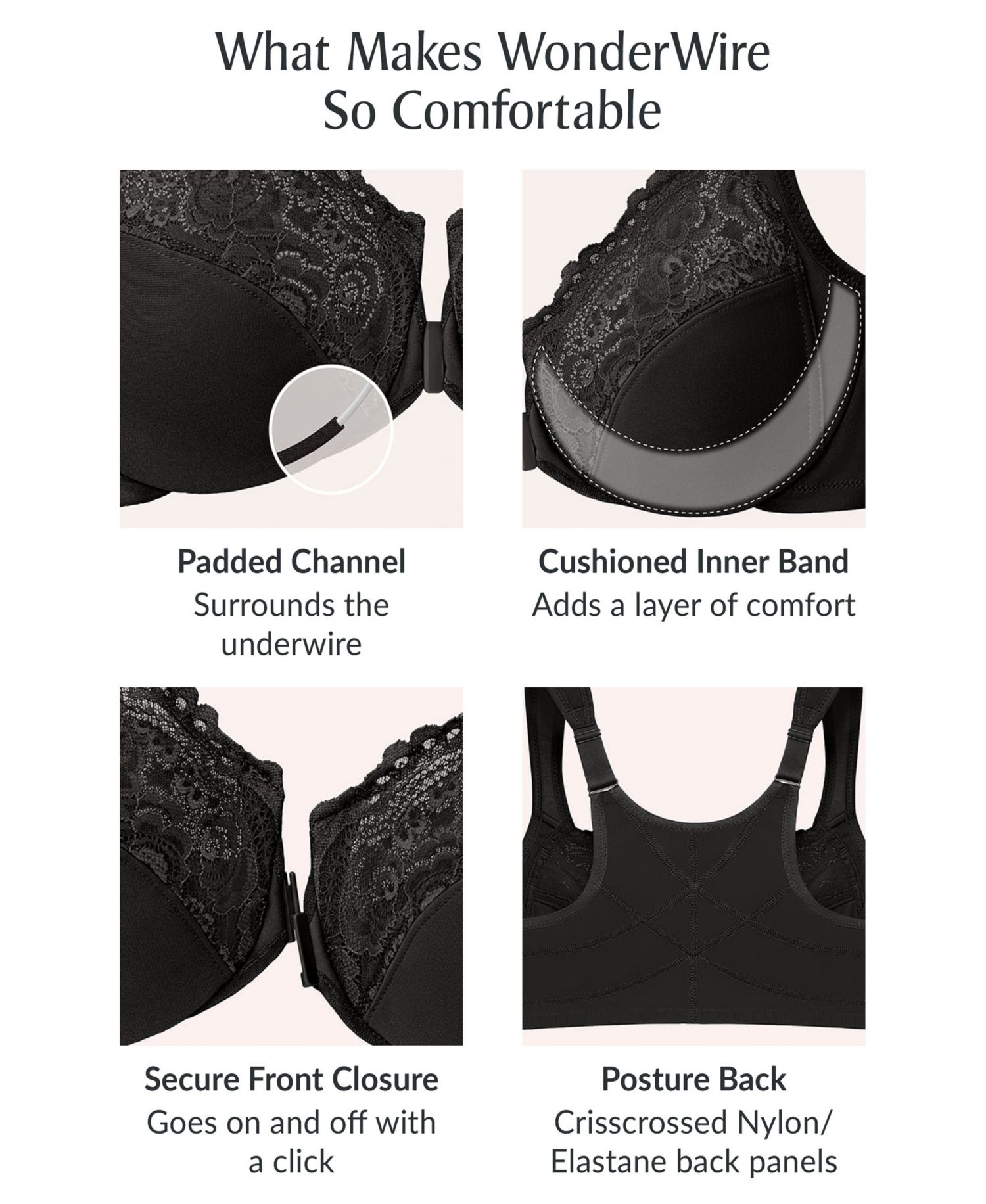 Plus Size WonderWire Front-Closure Underwire Bra