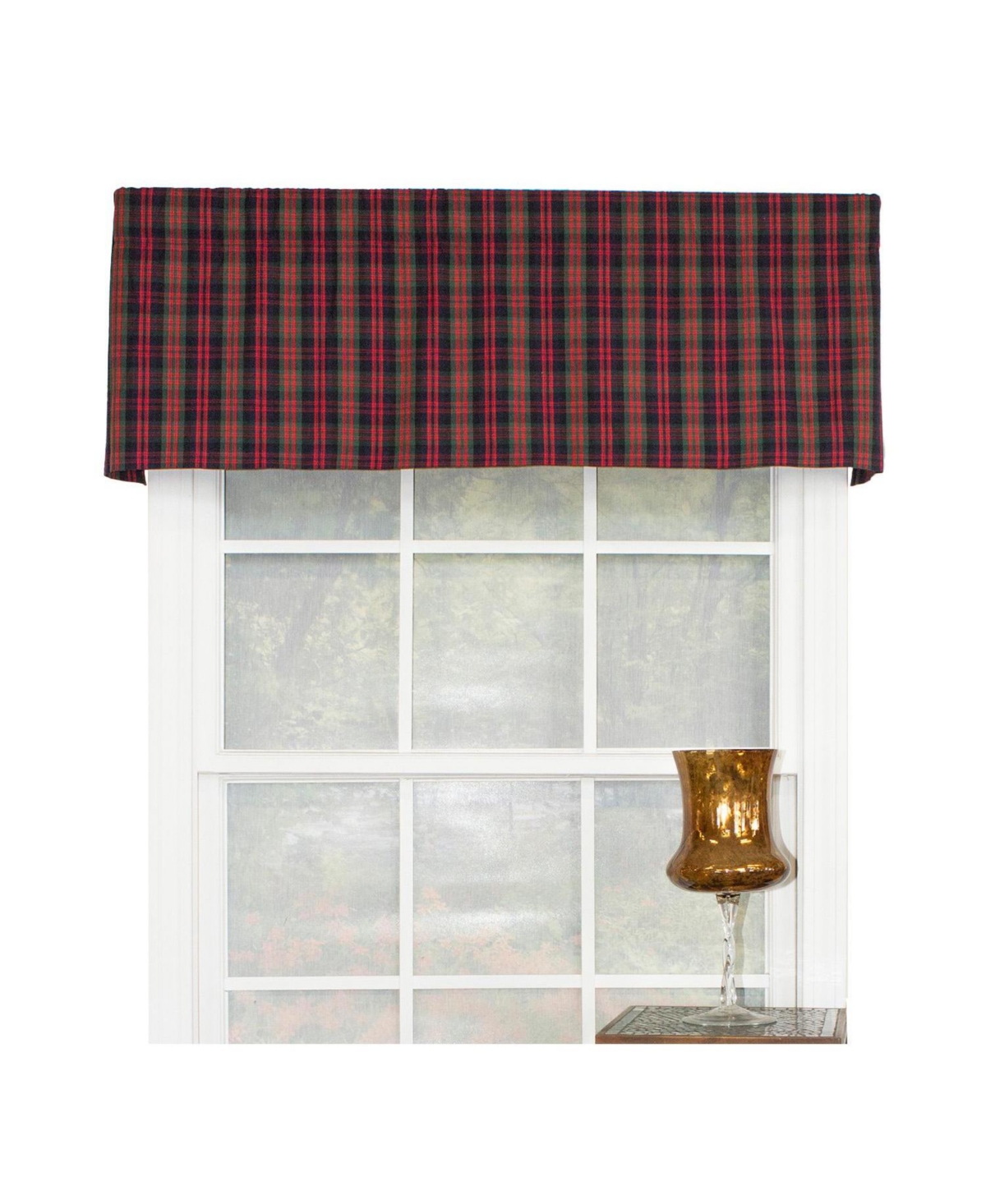 Rlf Home Timeless Plaid Tailored 100% Cotton with Fully Lined 3" Rod Pocket Valnance for Windows 50" x 14" Multi