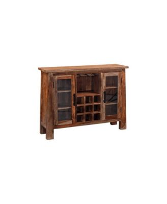 Kalispell Solid Sheesham Wood Bar Cabinet, Brown
