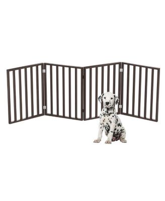 4-Panel Indoor Foldable Pet Gate, Brown