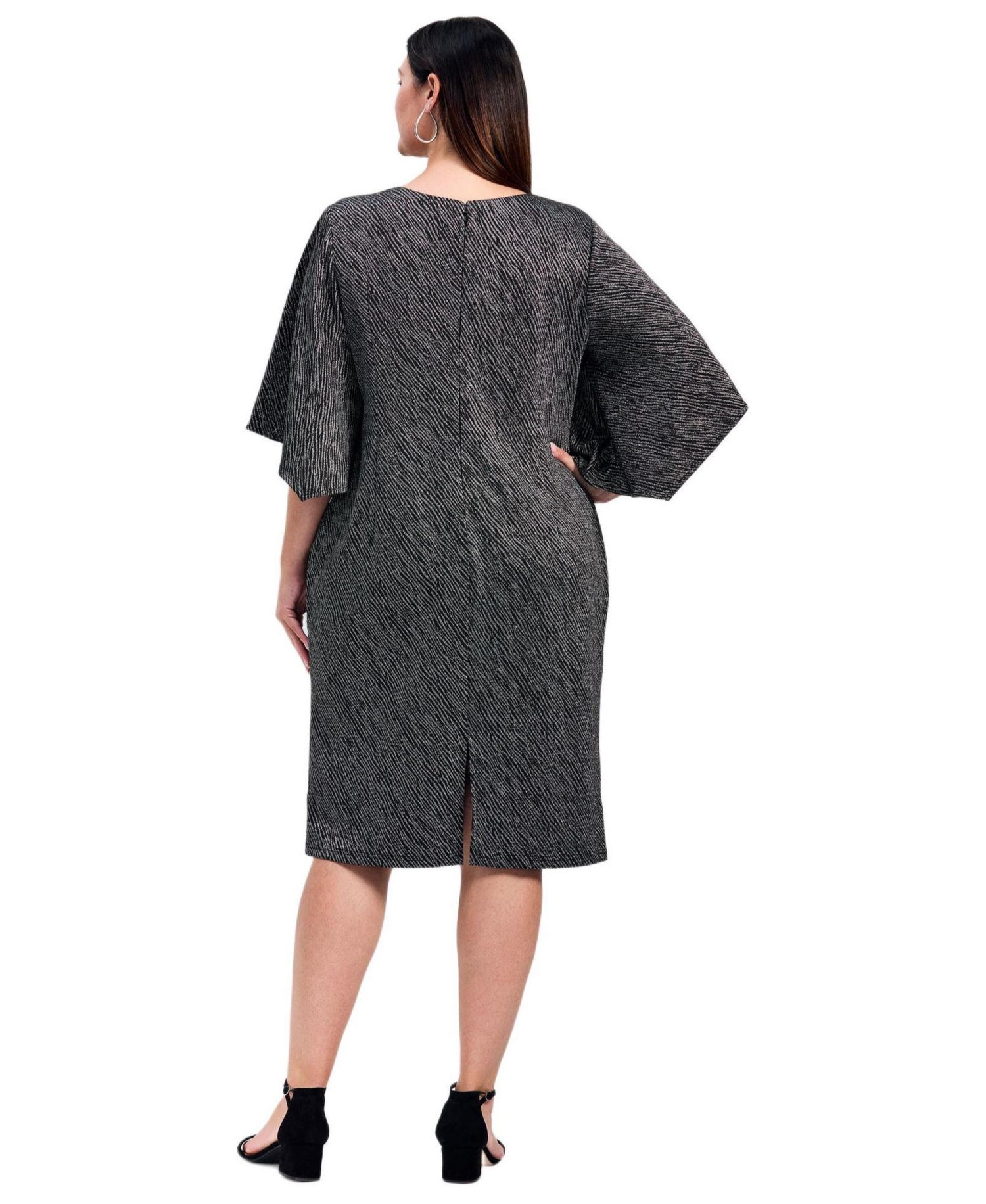 Women's Plus Size Anastasia Metallic Knit Tie Front Dress