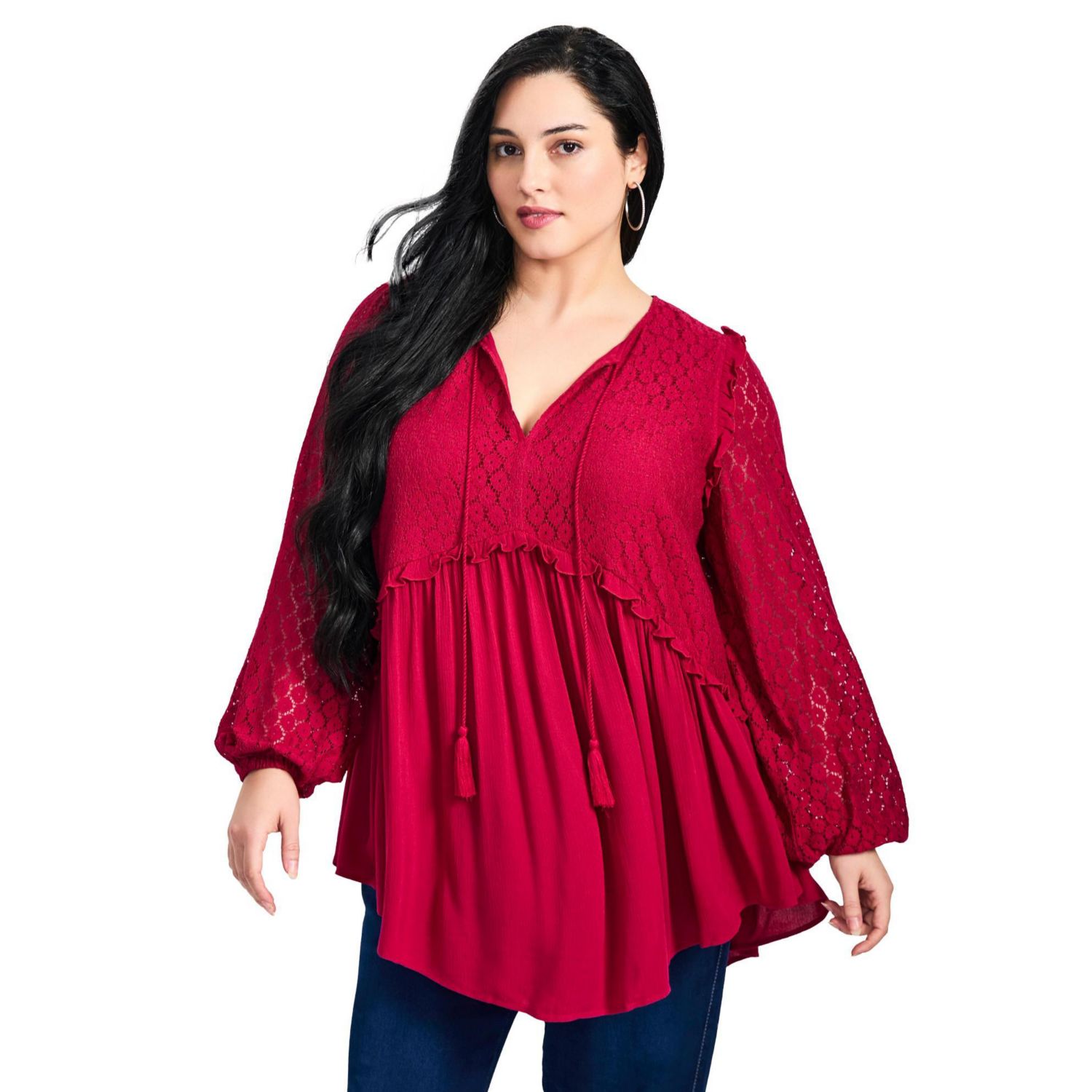 Women's Plus Size Haven Lace Yoke Top