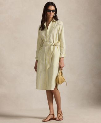 Women's Belted Cotton Oxford Shirtdress